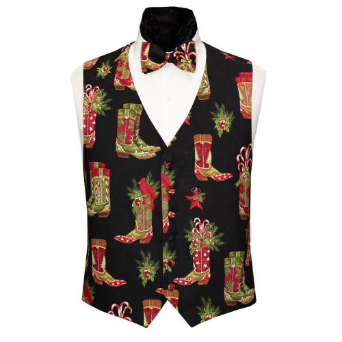 Cowboy Christmas Vest and Bow Tie Set